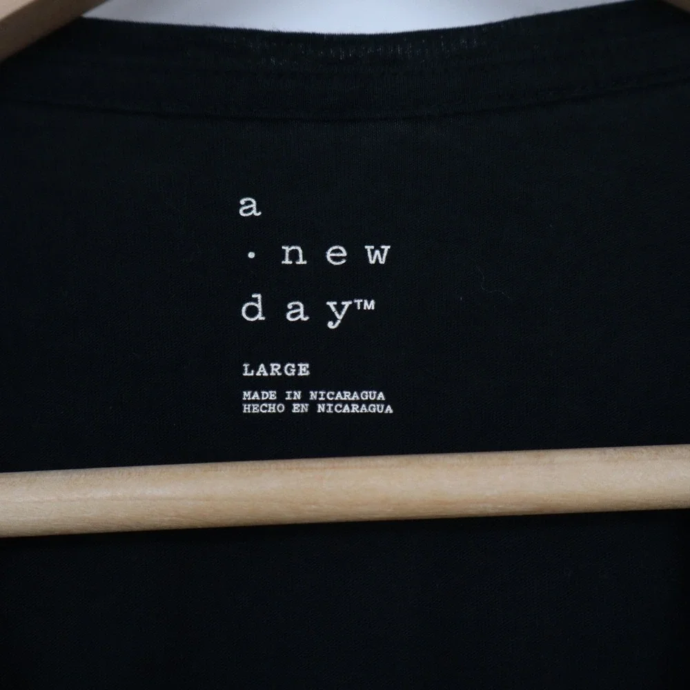 A New Day Black Short Sleeve Crew Neck Cotton Modal Blend T-Shirt Womens Large - Picture 2 of 5